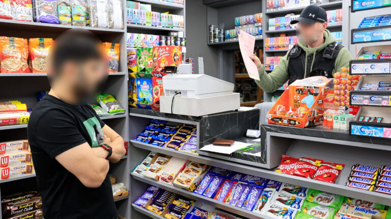 Officers visit a vape shop in Rochdale as part of Operation Machinize